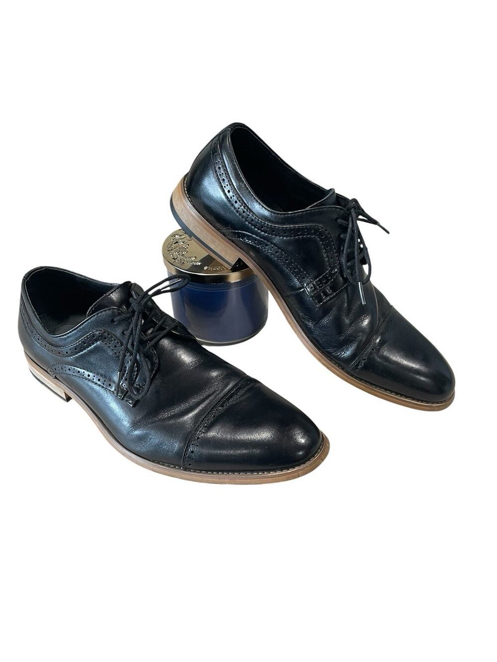 Stacy Adams Men's Dickinson Cap Toe Lace-Up Oxford Black Size 10 Dress Shoes